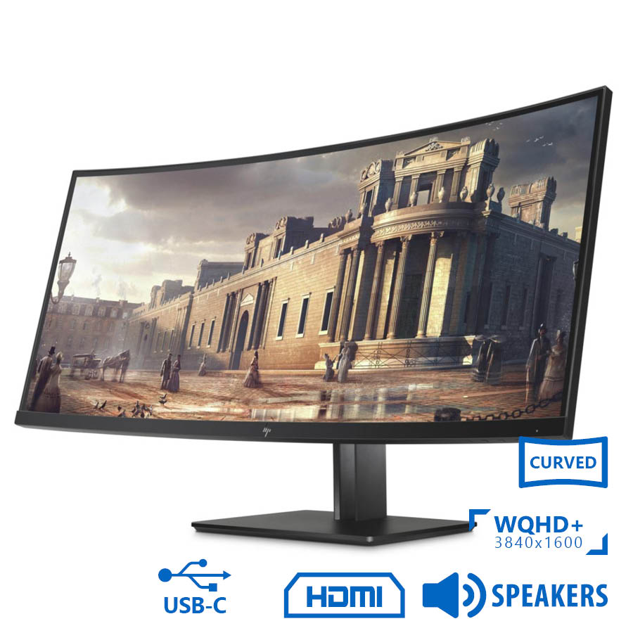 100528_1 Used (A-) Monitor Z38c Curved/HP/38\"UW-QHD/3840x1600/Black/w/Speakers/Grade A-/DP & HDMI & USB Type- - Image 1