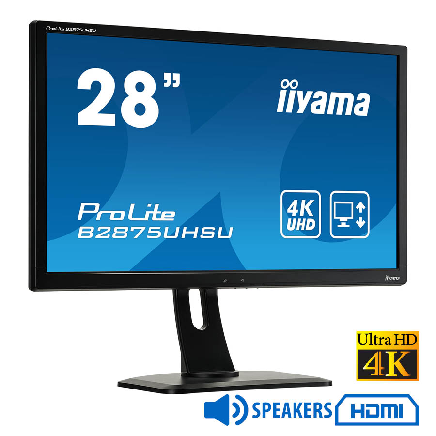 100739_1 Used (A-) Display ProLite B2875UHSU/IIyama/28``UHD 4K/3840x2160/Wide/Black/w/Speakers/Grade A-/D-SUB - Image 1