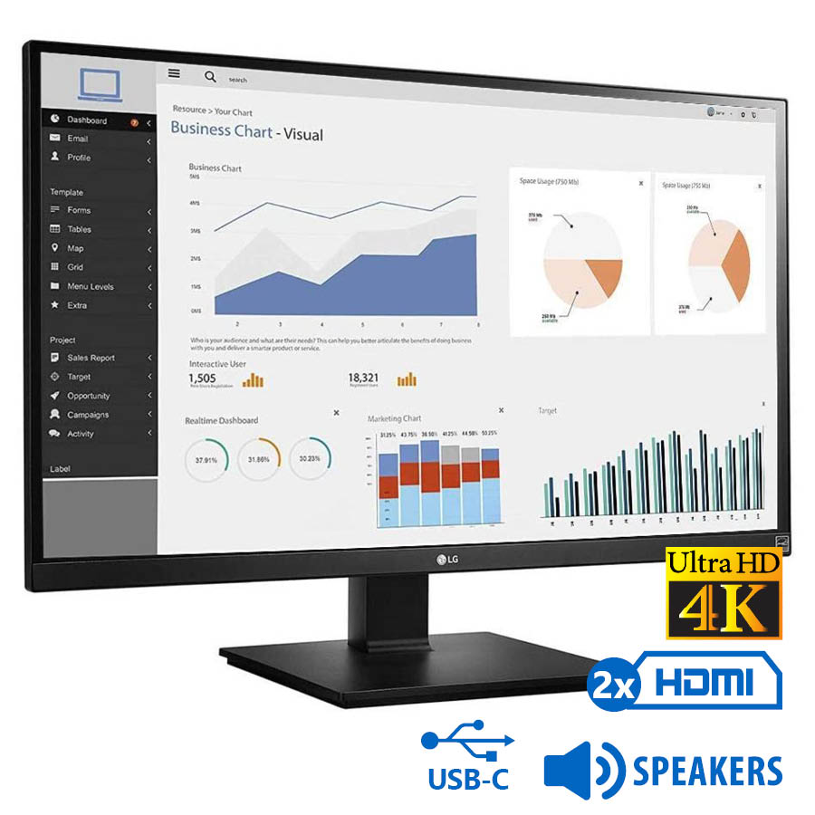 101446_1 Used Monitor 27UK670/LG/27\"UHD 4k/3840x2160/Wide/Black/w/Speakers/DP & 2x HDMI & USB-C & USB 3.0 HUB - Image 1
