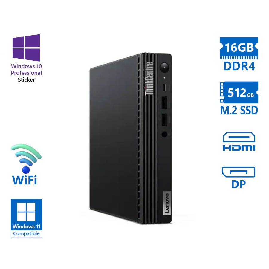 101755_1 Lenovo ThinkCentre M80q WiFi Tiny 5-10400T/16GB DDR4/512GB M.2 SSD/No ODD/10P Grade A Refurbished PC - Image 1