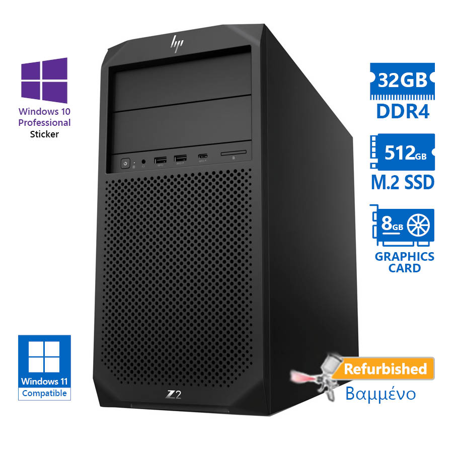 101831_1 HP Z2 G4 Tower i7-8700K/32GB DDR4/512GB M.2 SSD/No ODD/ATI 8GB/10P Grade A+ Workstation Refurbished - Image 1