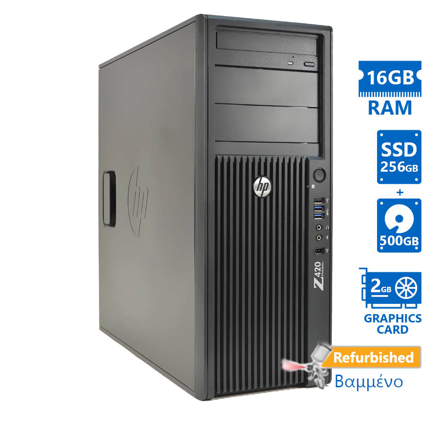 94167_1 HP Z420 Tower Xeon E5-1650(6-Cores)/16GB DDR3/256GB SSD & 500GB/Nvidia 2GB/DVD/7P Grade A+ Workstati - Image 1
