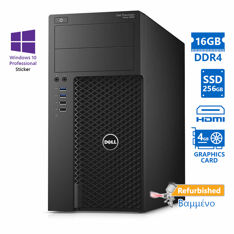 95279_1 Dell Precision 3620 Tower Xeon-E3-1270v6/16GB DDR4/256GB SSD/ATI 4GB/DVD/10P Grade A+ Workstation Re - Image 1
