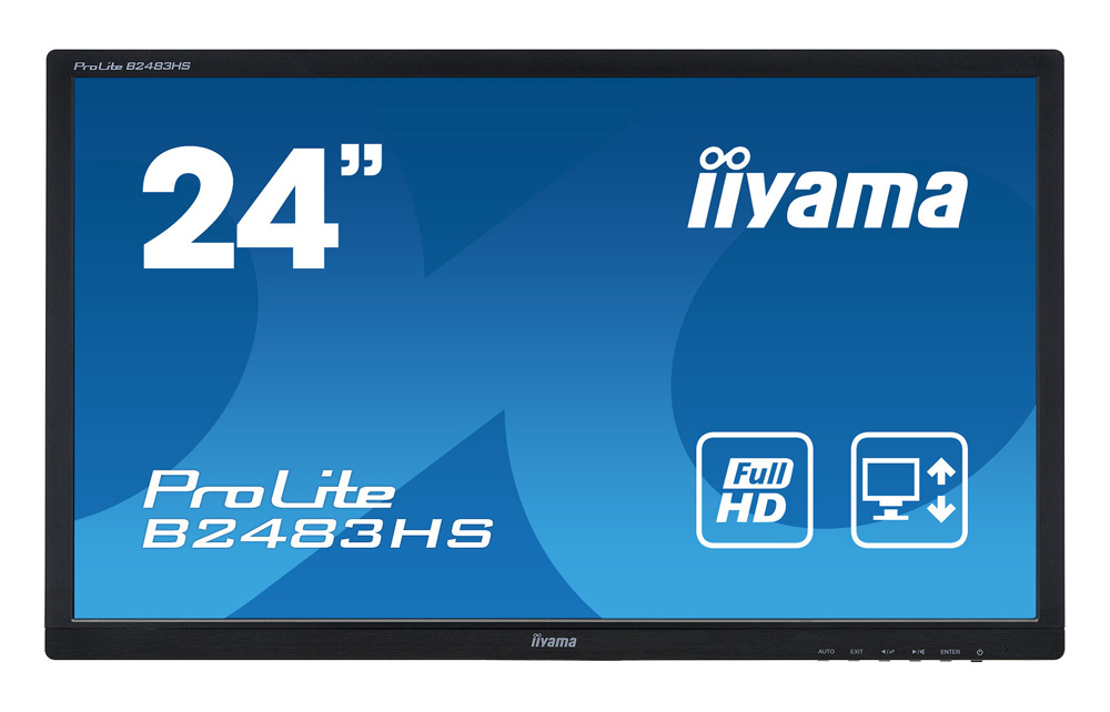 M-B2483HS-NS-GB IIYAMA used οθόνη B2483HS LED, 24" Full HD, VGA/HDMI/DisplayPort, χωρίς βάση, Grade B - Image 1
